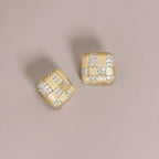 Exclusive Geometric Diamond-embedded Square Ear Clip — ER221208007 — Size 925 Silver — Lifestyle View