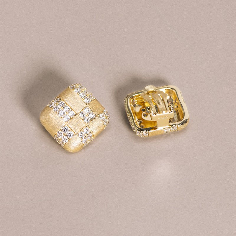 Exclusive Geometric Diamond-embedded Square Ear Clip — ER221208007 — Size 925 Silver — Alternate View 8