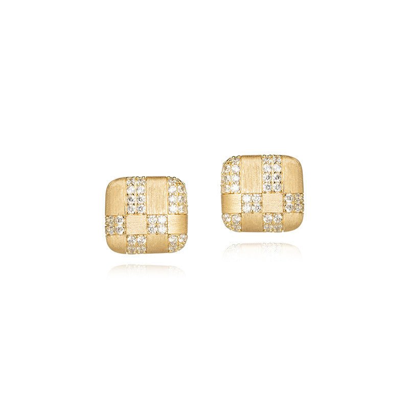 Exclusive Geometric Diamond-embedded Square Ear Clip — ER221208007 — Size 925 Silver — Top View
