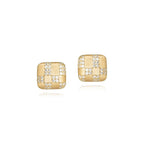 Exclusive Geometric Diamond-embedded Square Ear Clip — ER221208007 — Size 925 Silver — Top View