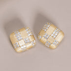 Exclusive Geometric Diamond-embedded Square Ear Clip — ER221208007 — Size 925 Silver — Side View