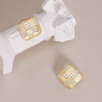Exclusive Geometric Diamond-embedded Square Ear Clip — ER221208007 — Size 925 Silver — Detail View