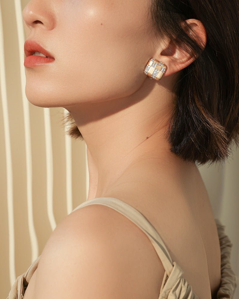Exclusive Geometric Diamond-embedded Square Ear Clip — ER221208007 — Size 925 Silver — Alternate View 7
