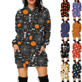 Exclusive Halloween Print Long Hoodie With Pockets — SC10 — Size L — Front View