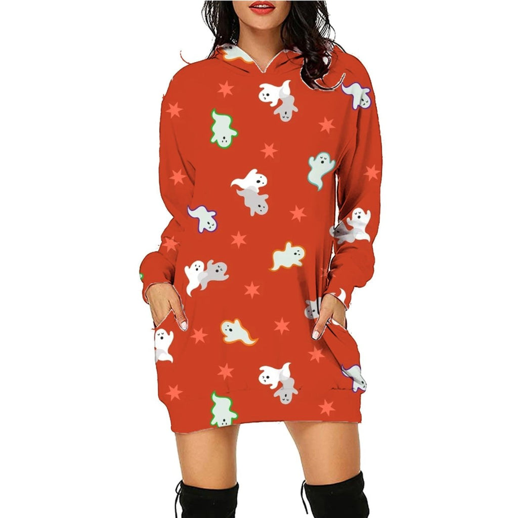 Exclusive Halloween Print Long Hoodie With Pockets — SC10 — Size L — Alternate View 8