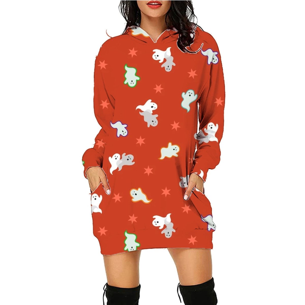 Exclusive Halloween Print Long Hoodie With Pockets — SC10 — Size L — Alternate View 8