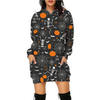 Exclusive Halloween Print Long Hoodie With Pockets — SC10 — Size L — Lifestyle View