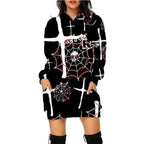 Exclusive Halloween Print Long Hoodie With Pockets — SC10 — Size L — Top View