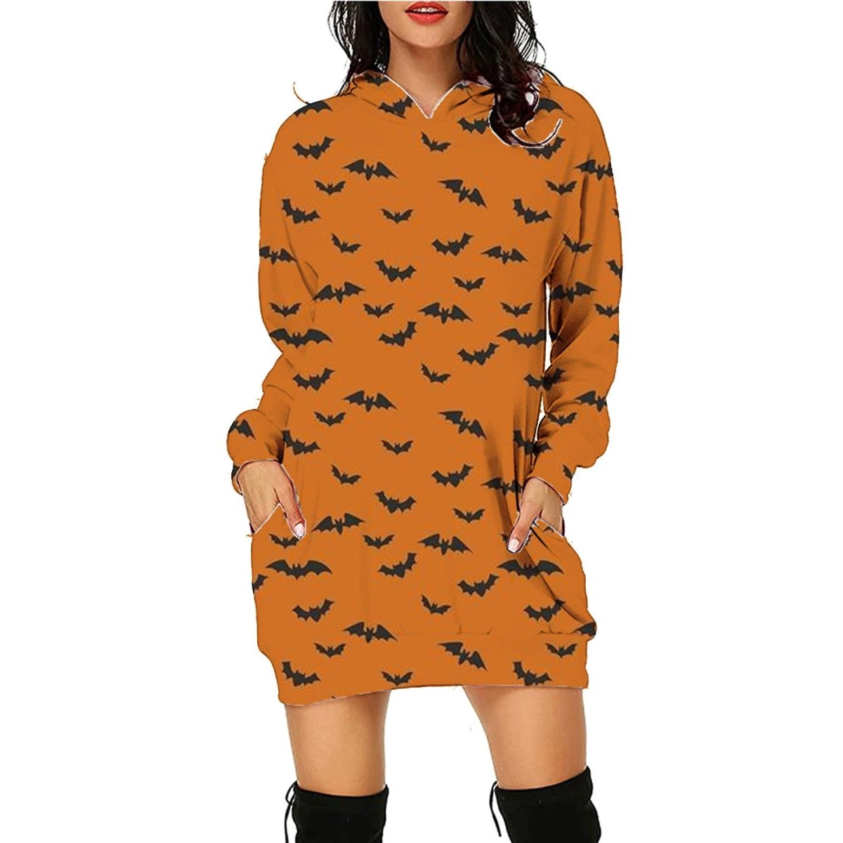 Exclusive Halloween Print Long Hoodie With Pockets — SC10 — Size L — Back View