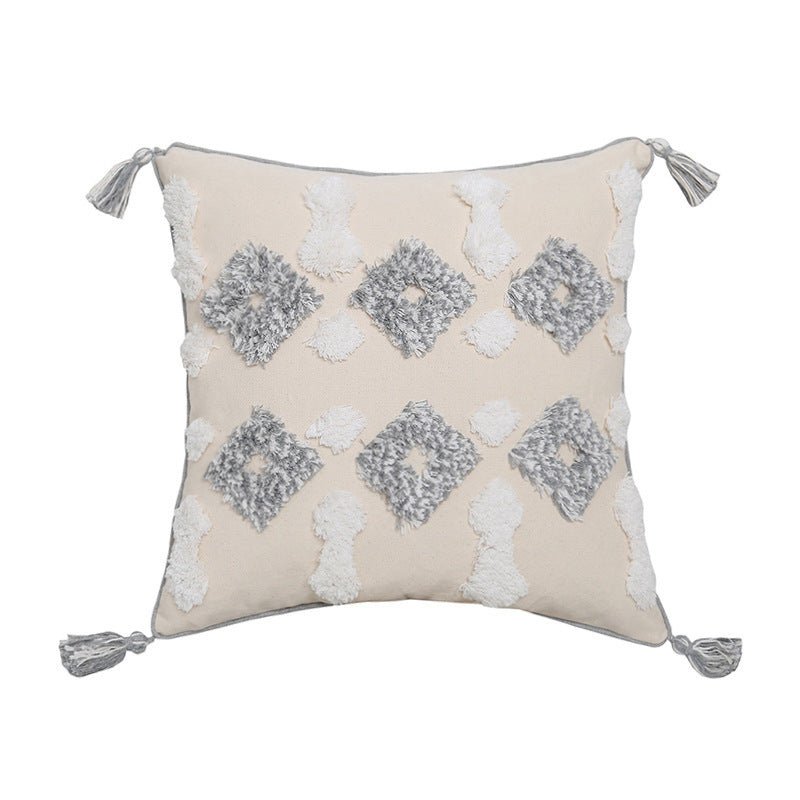 Exclusive Hand-embroidered Tufted Throw Pillow Case — A1A — Size 45x45cm without core — Lifestyle View