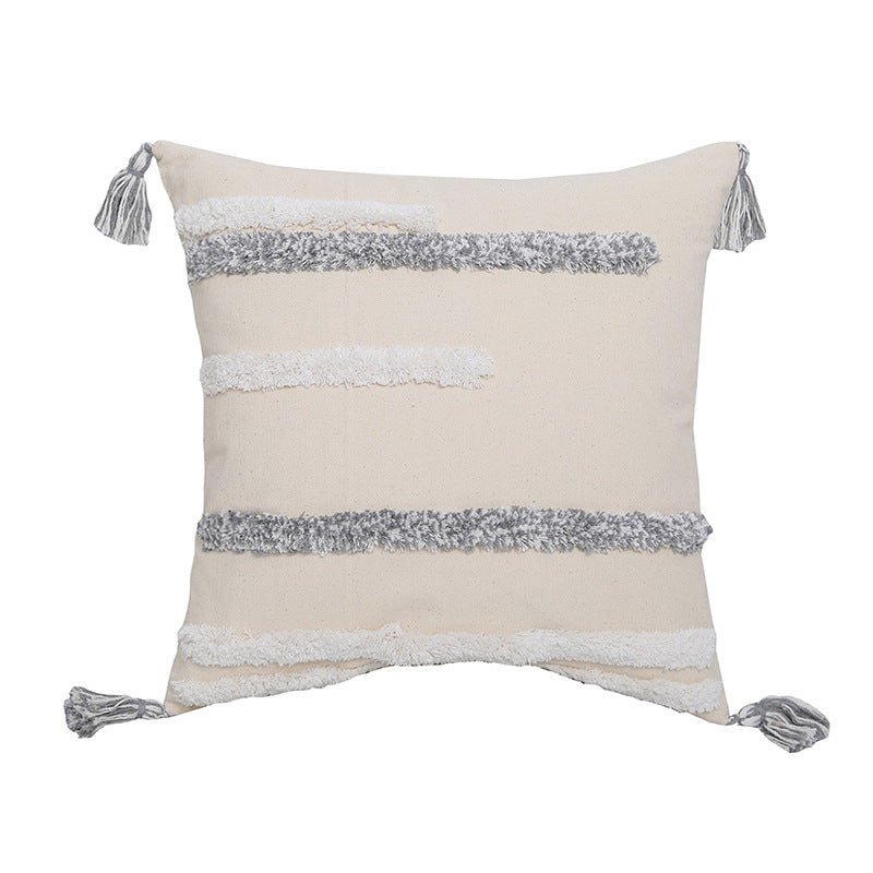 Exclusive Hand-embroidered Tufted Throw Pillow Case — A1A — Size 45x45cm without core — Back View