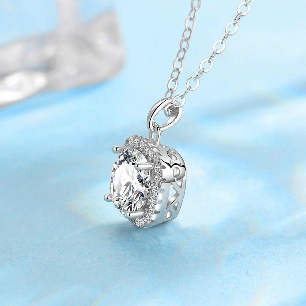 Exclusive Happiness Necklace | Women's Clavicle Chain Smiley Pendant — XL0521 — Size 925 Silver — Front View