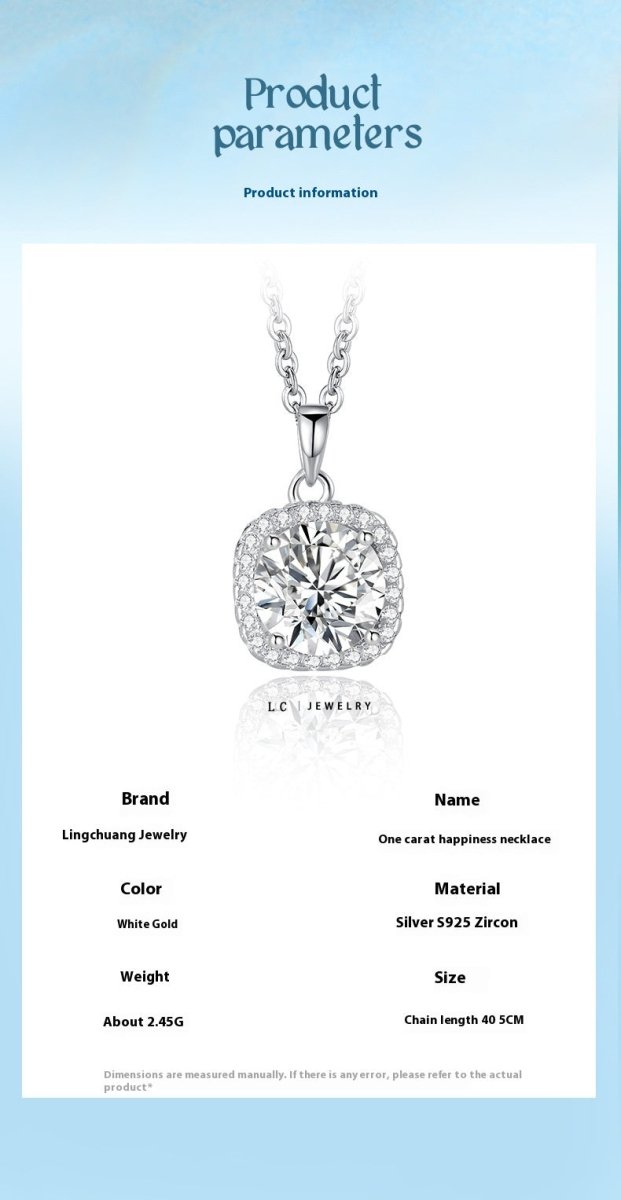 Exclusive Happiness Necklace | Women's Clavicle Chain Smiley Pendant — XL0521 — Size 925 Silver — Detail View