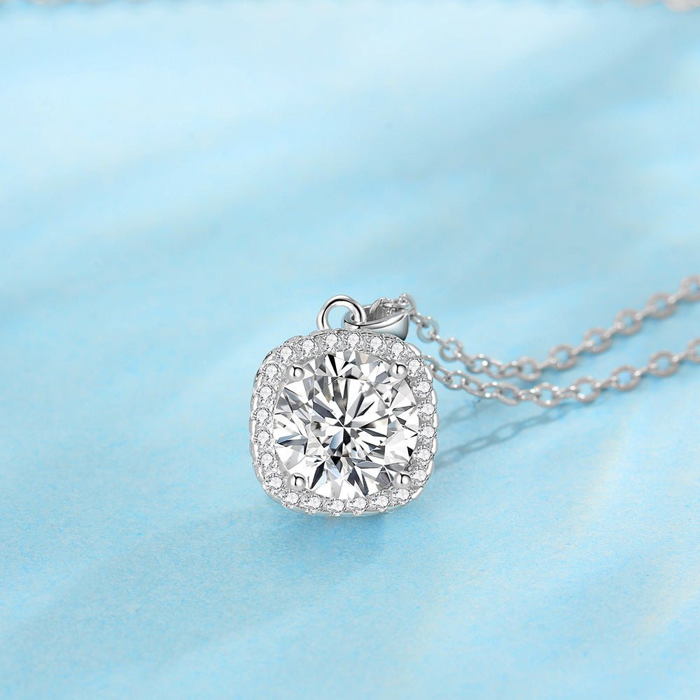 Exclusive Happiness Necklace | Women's Clavicle Chain Smiley Pendant — XL0521 — Size 925 Silver — Back View