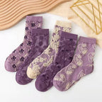 Exclusive Harajuku Retro Embroidery Spring Kawaii Cute Socks — 01Pink — Size One Size — Top View