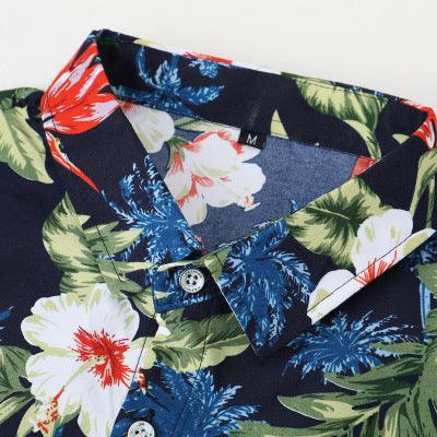 Exclusive Men's Hawaiian Print Shirt — Blue — Size 3XL — Top View