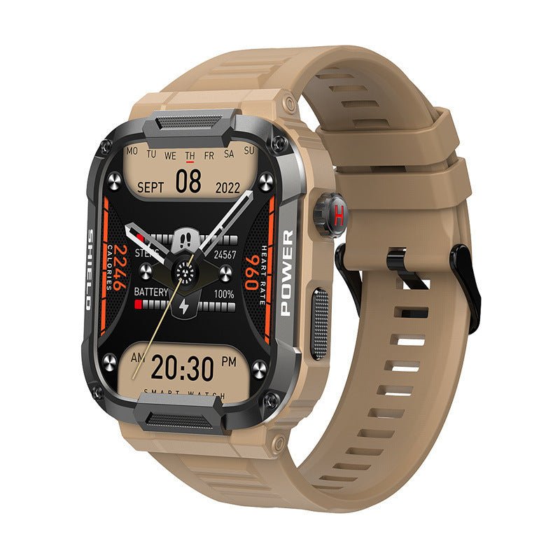 Exclusive HD Large-screen Bluetooth Call Smart Watch — Khaki — Front View