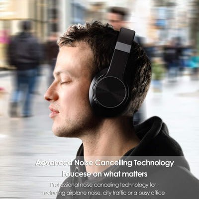 Exclusive Headworn Sports Noise Cancelling Bluetooth Earphones — Black — Side View