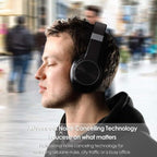 Exclusive Headworn Sports Noise Cancelling Bluetooth Earphones — Black — Side View
