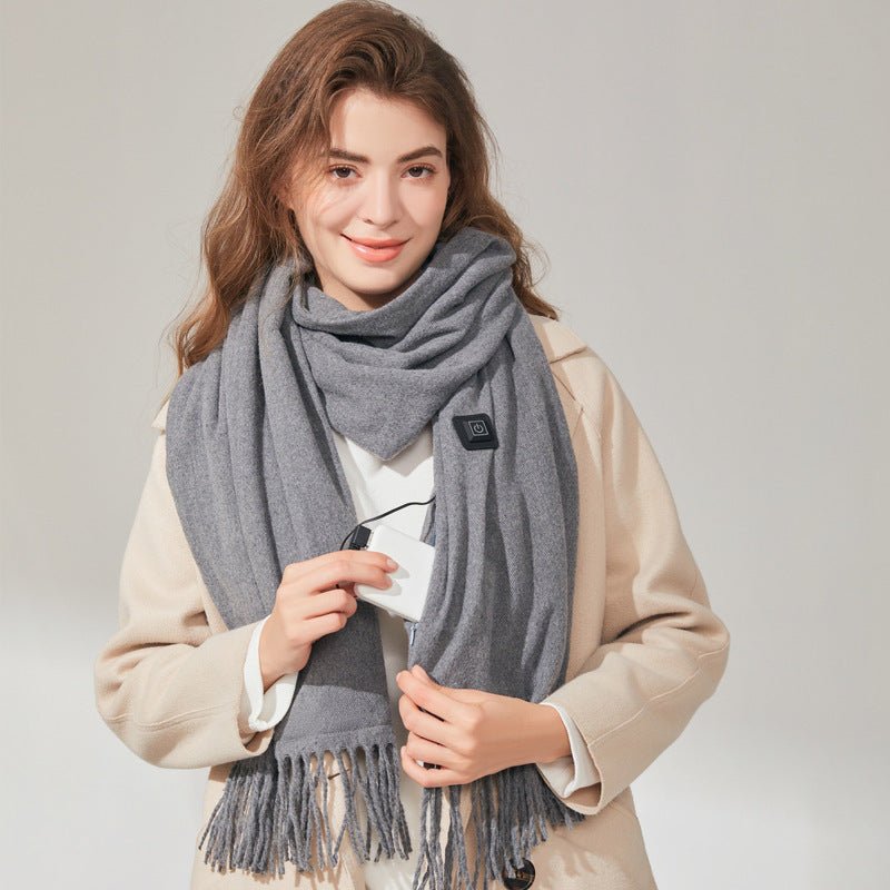 Exclusive Fast Heating Scarf | USB Electric Heated Warmer Winter — Black — Size USB — Alternate View 10
