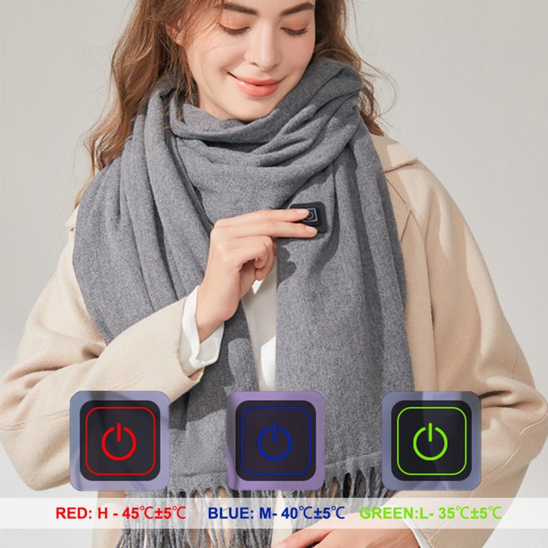 Exclusive Fast Heating Scarf | USB Electric Heated Warmer Winter — Black — Size USB — Alternate View 8