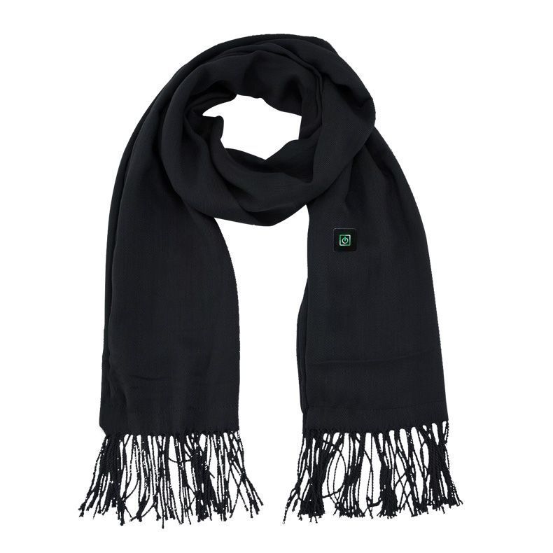 Exclusive Fast Heating Scarf | USB Electric Heated Warmer Winter — Black — Size USB — Top View