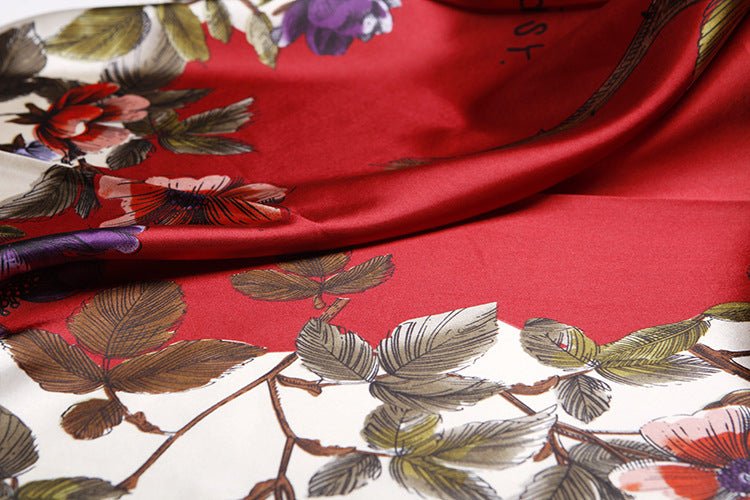 Exclusive High-end Versatile Retro Printed Artificial Silk Scarf — D9028 Red — Size 90X90CM — Alternate View 51