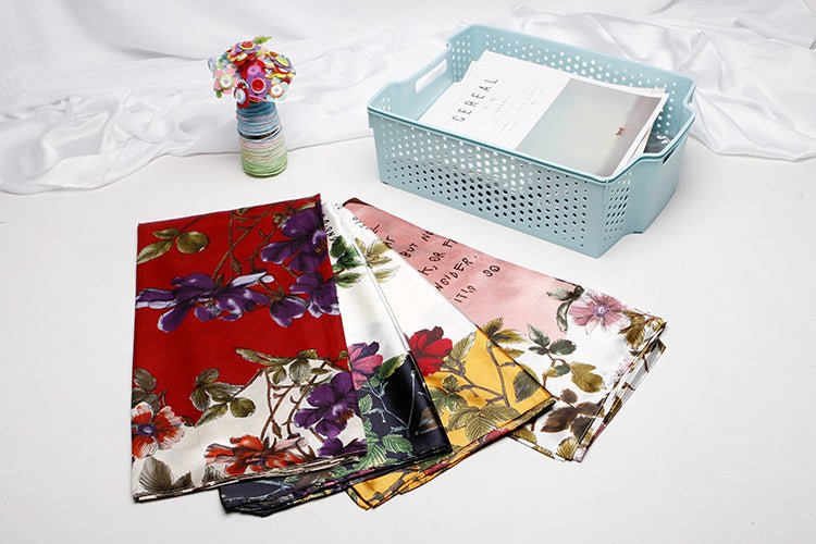 Exclusive High-end Versatile Retro Printed Artificial Silk Scarf — D9028 Red — Size 90X90CM — Alternate View 48