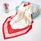 Exclusive High-end Versatile Retro Printed Artificial Silk Scarf — D9028 Red — Size 90X90CM — Alternate View 21