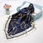 Exclusive High-end Versatile Retro Printed Artificial Silk Scarf — D9028 Red — Size 90X90CM — Alternate View 40
