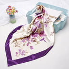 Exclusive High-end Versatile Retro Printed Artificial Silk Scarf — D9028 Red — Size 90X90CM — Alternate View 12