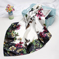 Exclusive High-end Versatile Retro Printed Artificial Silk Scarf — D9028 Red — Size 90X90CM — Front View