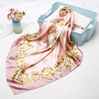 Exclusive High-end Versatile Retro Printed Artificial Silk Scarf — D9028 Red — Size 90X90CM — Alternate View 14
