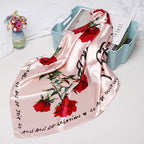 Exclusive High-end Versatile Retro Printed Artificial Silk Scarf — D9028 Red — Size 90X90CM — Back View