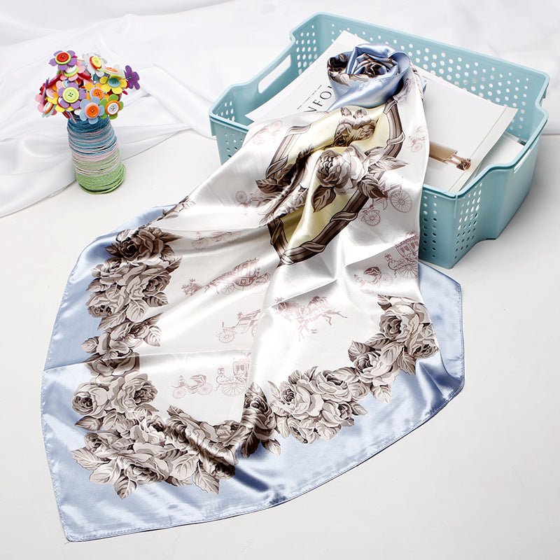 Exclusive High-end Versatile Retro Printed Artificial Silk Scarf — D9028 Red — Size 90X90CM — Alternate View 16