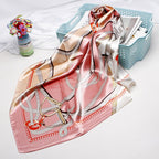 Exclusive High-end Versatile Retro Printed Artificial Silk Scarf — D9028 Red — Size 90X90CM — Alternate View 32