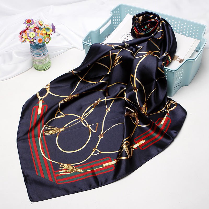 Exclusive High-end Versatile Retro Printed Artificial Silk Scarf — D9028 Red — Size 90X90CM — Alternate View 43