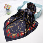 Exclusive High-end Versatile Retro Printed Artificial Silk Scarf — D9028 Red — Size 90X90CM — Alternate View 43