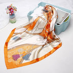 Exclusive High-end Versatile Retro Printed Artificial Silk Scarf — D9028 Red — Size 90X90CM — Alternate View 28