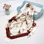 Exclusive High-end Versatile Retro Printed Artificial Silk Scarf — D9028 Red — Size 90X90CM — Alternate View 42