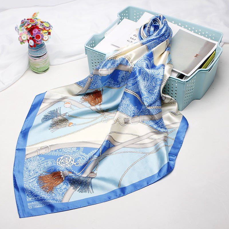 Exclusive High-end Versatile Retro Printed Artificial Silk Scarf — D9028 Red — Size 90X90CM — Alternate View 26