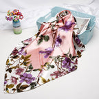 Exclusive High-end Versatile Retro Printed Artificial Silk Scarf — D9028 Red — Size 90X90CM — Alternate View 9