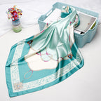 Exclusive High-end Versatile Retro Printed Artificial Silk Scarf — D9028 Red — Size 90X90CM — Alternate View 23
