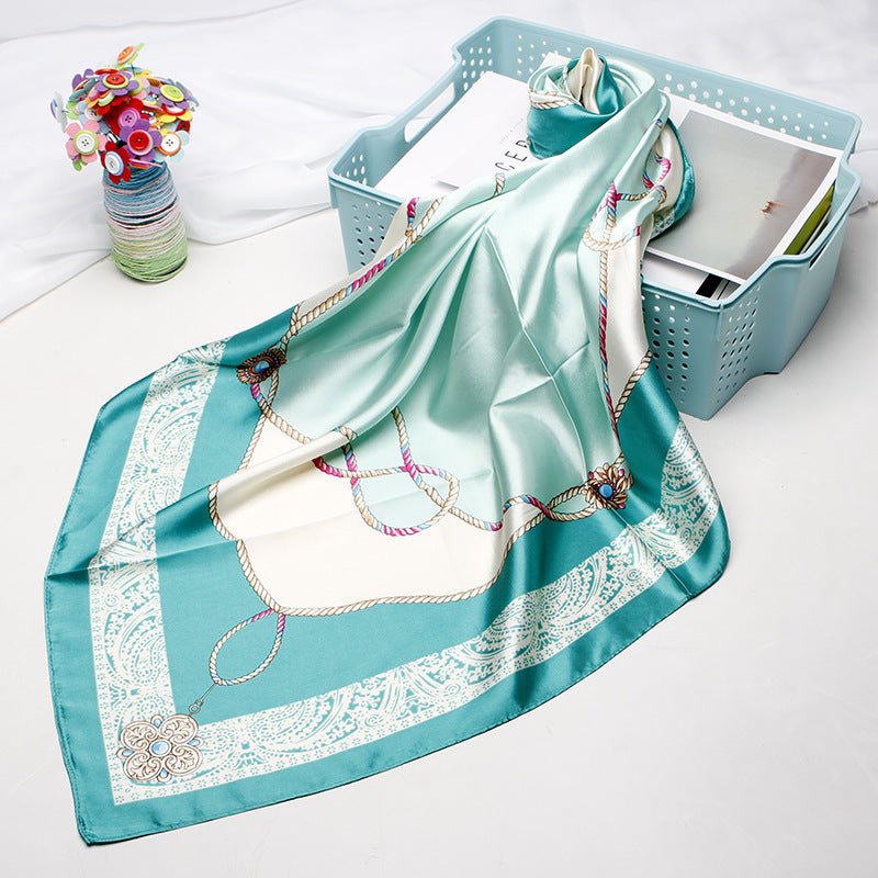 Exclusive High-end Versatile Retro Printed Artificial Silk Scarf — D9028 Red — Size 90X90CM — Alternate View 23