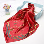 Exclusive High-end Versatile Retro Printed Artificial Silk Scarf — D9028 Red — Size 90X90CM — Alternate View 41