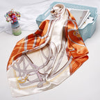 Exclusive High-end Versatile Retro Printed Artificial Silk Scarf — D9028 Red — Size 90X90CM — Alternate View 30