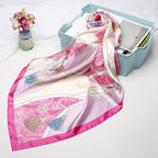 Exclusive High-end Versatile Retro Printed Artificial Silk Scarf — D9028 Red — Size 90X90CM — Alternate View 25