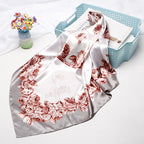 Exclusive High-end Versatile Retro Printed Artificial Silk Scarf — D9028 Red — Size 90X90CM — Alternate View 15