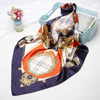 Exclusive High-end Versatile Retro Printed Artificial Silk Scarf — D9028 Red — Size 90X90CM — Alternate View 34