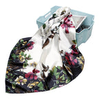 Exclusive High-end Versatile Retro Printed Artificial Silk Scarf — D9028 Red — Size 90X90CM — Detail View